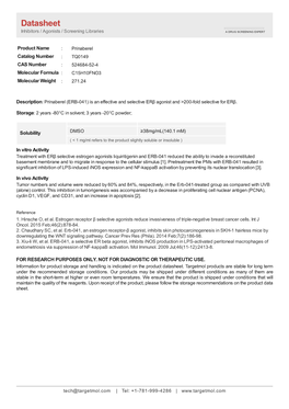 Datasheet Inhibitors / Agonists / Screening Libraries a DRUG SCREENING EXPERT