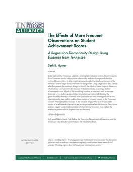 The Effects of More Frequent Observations on Student Achievement Scores a Regression Discontinuity Design Using Evidence from Tennessee