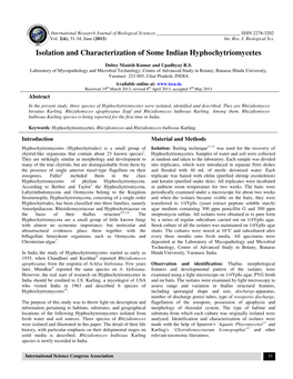 Isolation and Characterization of Some Indian Hyphochytriomycetes