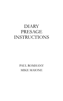 Diary Presage Instructions