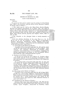 369 No. 319. the FOREST LAW, 1939. ORDER in COUNCIL No
