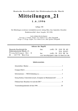 DEGEM – Mitteilungen 21