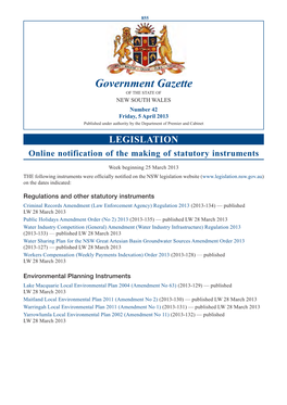 New South Wales Government Gazette No. 14 of 5 April 2013