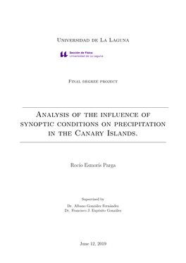 Analysis of the Influence of Synoptic Conditions on Precipitation in the Canary Islands