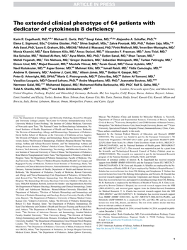 The Extended Clinical Phenotype of 64 Patients with Dedicator of Cytokinesis 8 Deﬁciency