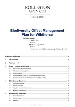 Biodiversity Offset Management Plan for Wildhorse