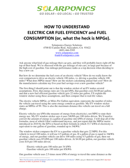 HOW to UNDERSTAND ELECTRIC CAR FUEL EFFICIENCY and FUEL CONSUMPTION (Or, What the Heck Is Mpge)