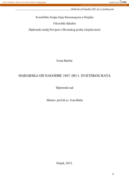 Mađarska Od Nagodbe 1867. Do 1. Svjetskog Rata