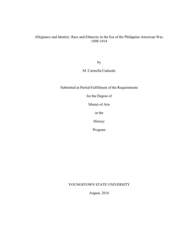 Race and Ethnicity in the Era of the Philippine-American War, 1898-1914