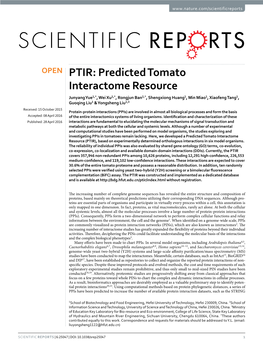 PTIR: Predicted Tomato Interactome Resource