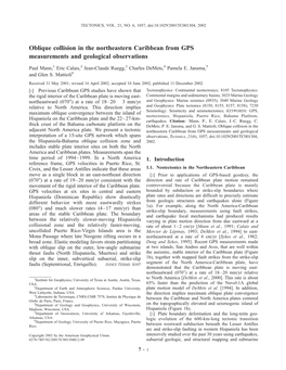 Oblique Collision in the Northeastern Caribbean from GPS Measurements and Geological Observations