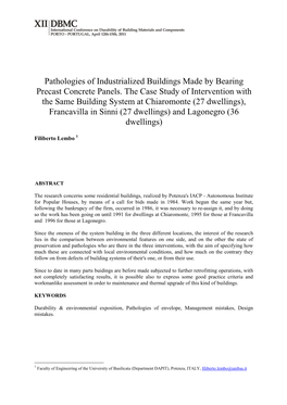 Pathologies of Industrialized Buildings Made by Bearing Precast Concrete Panels