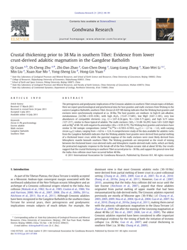 Crustal Thickening Prior to 38Ma in Southern Tibet: Evidence From