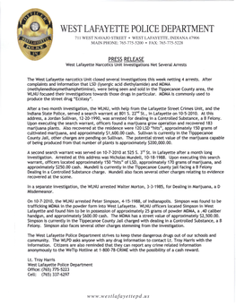 West Lafayette Police Department 711 West Navajo Street • West Lafayette, Indiana 47906 Main Phone: 765-775-5200 • Fax: 765-775-5228