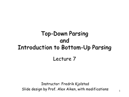 Top-Down Parsing & Bottom-Up Parsing I