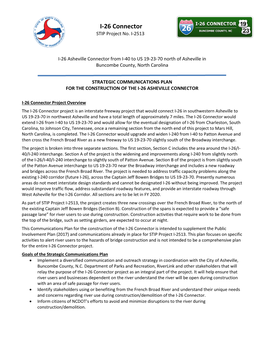 Asheville I-26 Connector River User Communication Plan