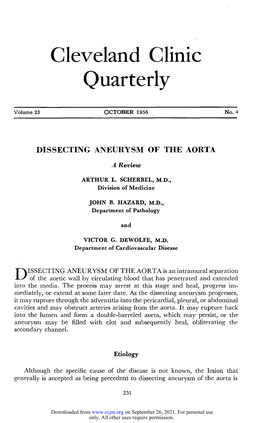 Dissecting Aneurysm of the Aorta