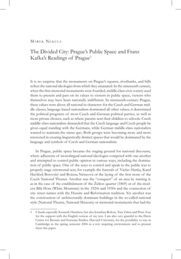 Prague's Public Space and Franz Kafka's Readings of Prague