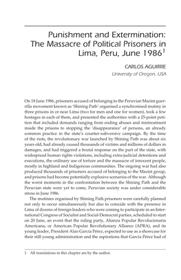 Punishment and Extermination: the Massacre of Political Prisoners in Lima, Peru, June 19861