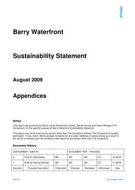Barry Waterfront Sustainability Statement