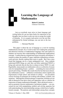 Learning the Language of Mathematics 45