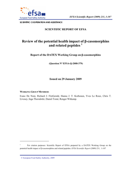 Review of the Potential Health Impact of Β-Casomorphins and Related Peptides 1