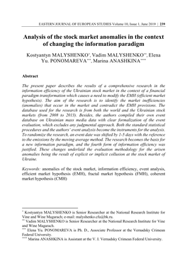 Analysis of the Stock Market Anomalies in the Context of Changing the Information Paradigm