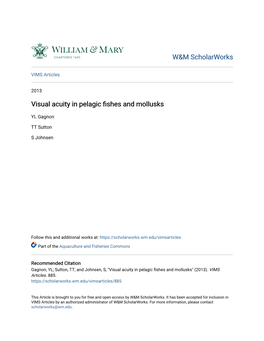 Visual Acuity in Pelagic Fishes and Mollusks