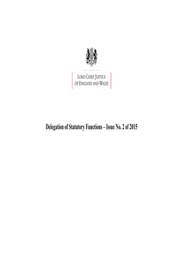 Lord Chief Justice Delegation of Statutory Functions