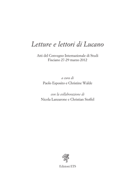 Letture E Lettori Di Lucano