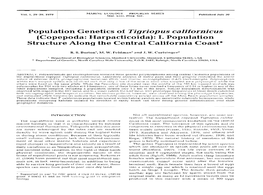 Population Genetics of Tigriopus Californicus (Copepoda: Harpacticoida): I.Population Structure Along the Central California Coast*