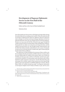 Development of Ragusan Diplomatic Service in the First Half of the Fifteenth Century