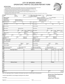 City of Broken Arrow Operator's Traffic