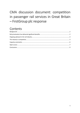 CMA Discussion Document: Competition in Passenger Rail Services in Great Britain – Firstgroup Plc Response