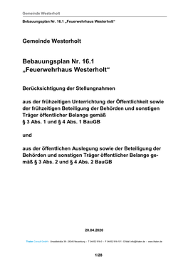 Bebauungsplan Nr. 16.1 „Feuerwehrhaus Westerholt“