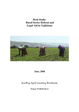 Desk Study: Rural Sector Reform and Legal Aid in Tajikistan