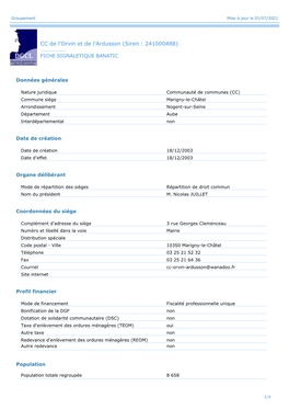 CC De L'orvin Et De L'ardusson (Siren : 241000488)