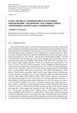 Early Archean Asteroid Impacts on Earth