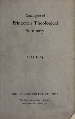 The Princeton Seminary Bulletin