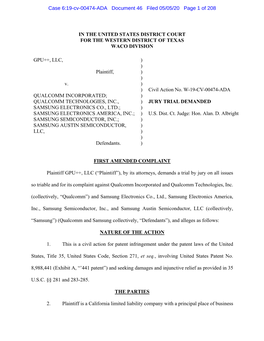 Case 6:19-Cv-00474-ADA Document 46 Filed 05/05/20 Page 1 of 208