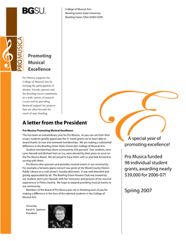 Spring 2007 a Letter from the President