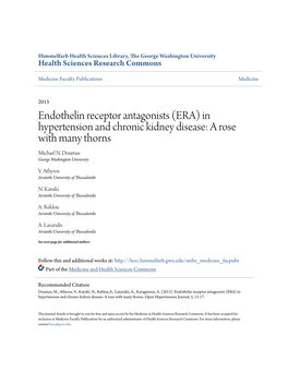 Endothelin Receptor Antagonists (ERA) in Hypertension and Chronic Kidney Disease: a Rose with Many Thorns Michael N