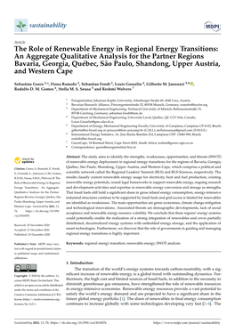 The Role of Renewable Energy in Regional Energy Transitions