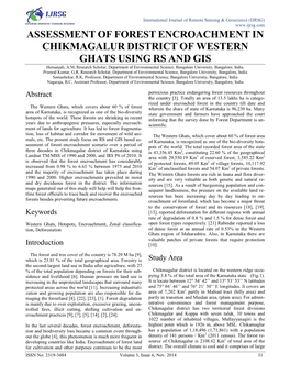 Assessment of Forest Encroachment in Chikmagalur District of Western