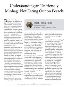 Not Eating out on Pesach