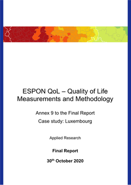 ESPON Qol – Quality of Life Measurements and Methodology
