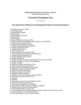 Terrorist Exclusion List