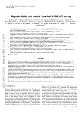 Magnetic Fields in M Dwarfs from the CARMENES Survey