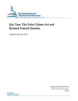 Qui Tam: the False Claims Act and Related Federal Statutes