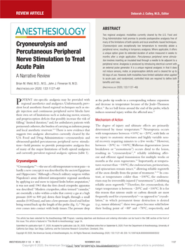 Cryoneurolysis and Percutaneous Peripheral Nerve Stimulation To